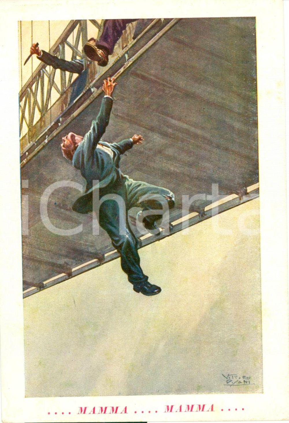 Cartolina originale da collezione 1930 ca PROPAGANDA FASCISTA Hanno ammazzato Giovanni BERTA Illustrata PISANI 1