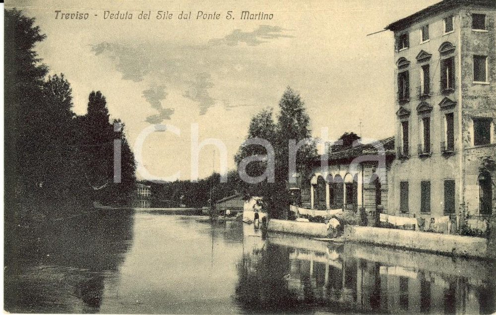 Cartolina originale da collezione 1930 ca TREVISO Veduta del fiume SILE dal Ponte SAN MARTINO Cartolina FP NV 1