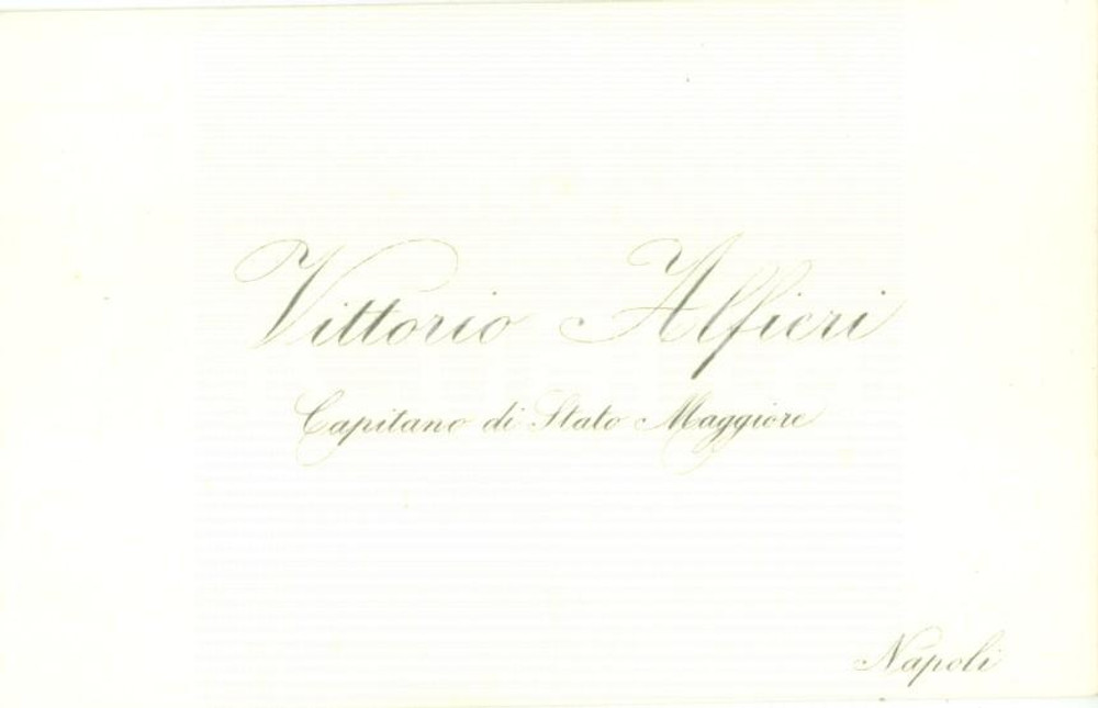 Oggetto da collezione cartaceo 1920 ca NAPOLI Vittorio ALFIERI Capitano di Stato Maggiore *Biglietto da visita 1