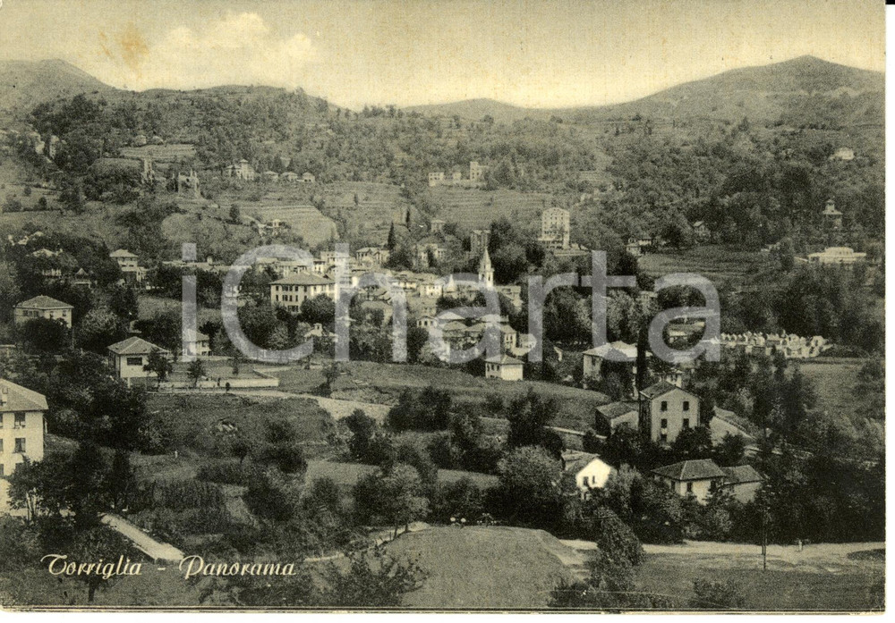 Cartolina originale da collezione 1954 TORRIGLIA (GE) Scorcio panoramico della VAL TREBBIA *Cartolina FG VG 1