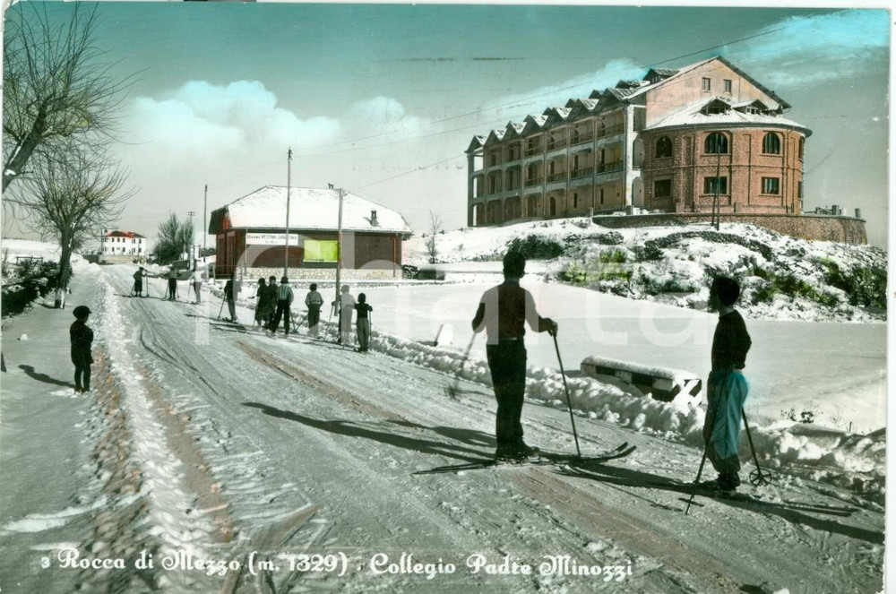 Cartolina originale da collezione 1962 ROCCA DI MEZZO AQ Collegio Padre MINOZZI Animata FP VG 1
