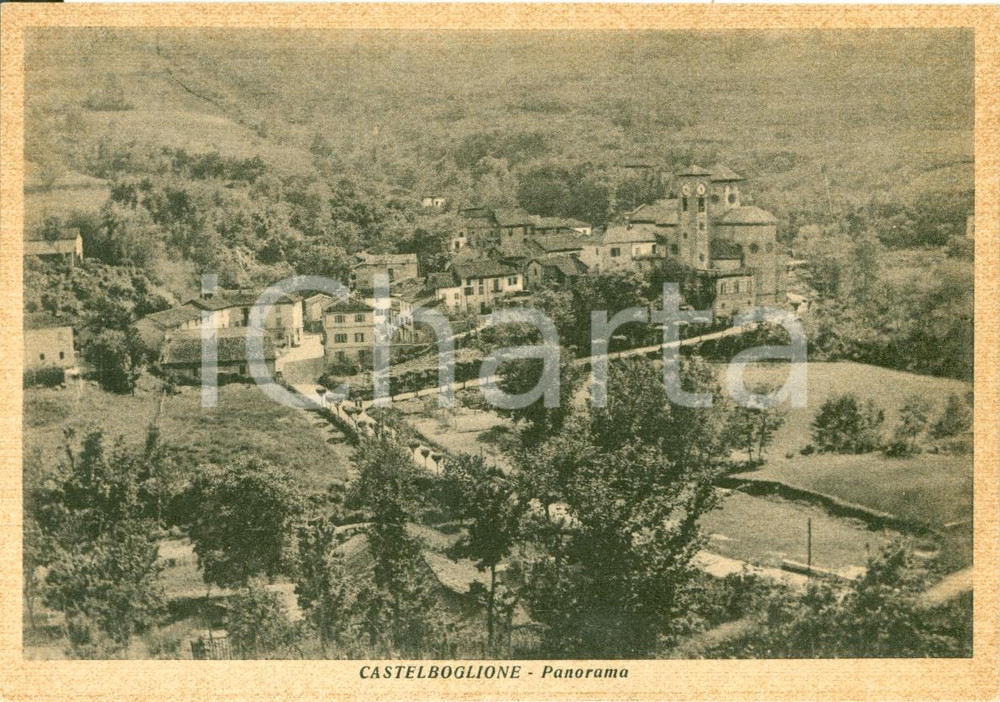 Cartolina originale da collezione 1930 ca CASTEL BOGLIONE (AT) Panorama del paese FG NV 1