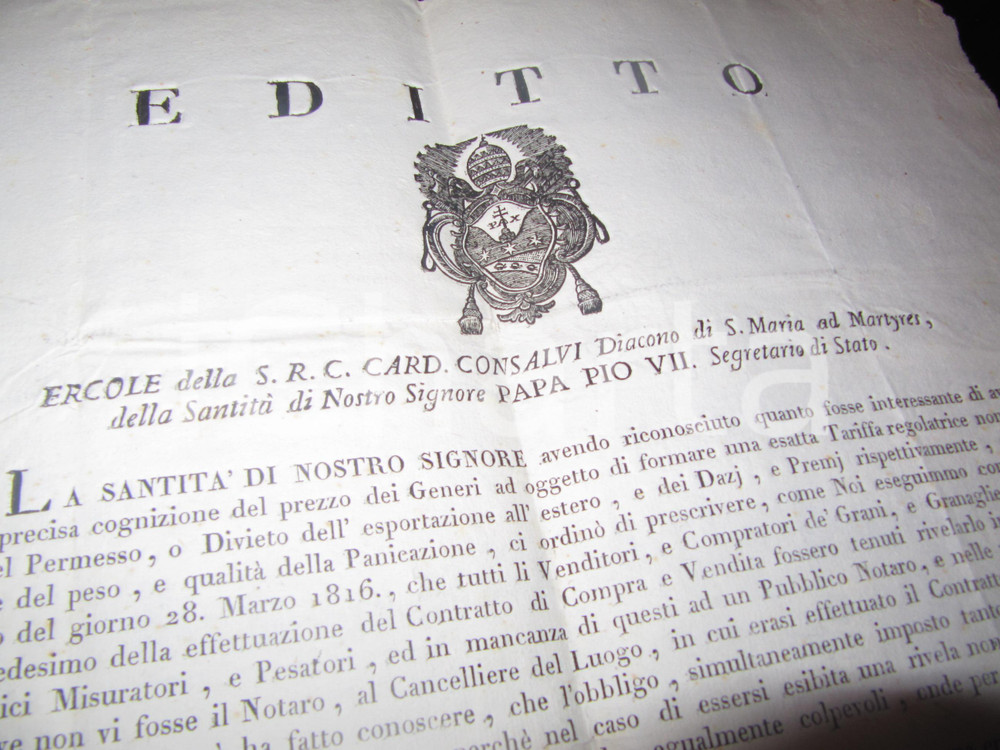 Documento originale, autentico 1817 ROMA Obblighi per compratori di grano per il pane MANIFESTO 1