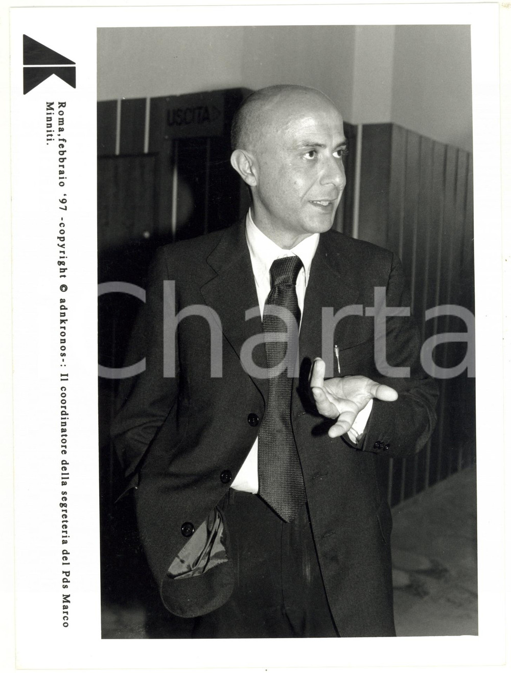 Fotografia d epoca originale 1997 ROMA Ritratto di Marco MINNITI coordinatore segreteria PDS Foto 17x24 cm 1