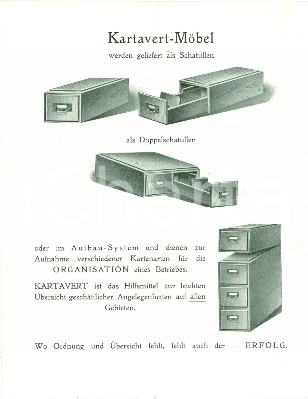 Materiale pubblicitario d’epoca 1950 ca WIEN AU Mobili KARTAVERT DRUCKER Illustrato 1