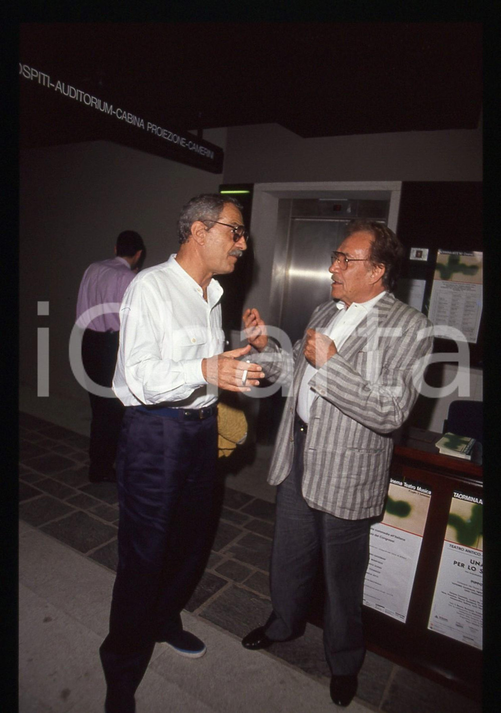 35mm vintage slide* 1990 TAORMINA Nino MANFREDI Ugo TOGNAZZI - Ritratto attori 1