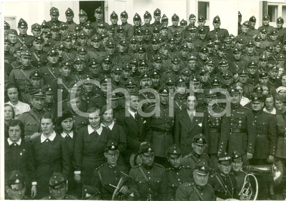 Fotografia d epoca originale 1935 RIGA LETTONIA Guido FERRUCCIO CABALZAR Ispettore CAUR comandanti Milizia 1