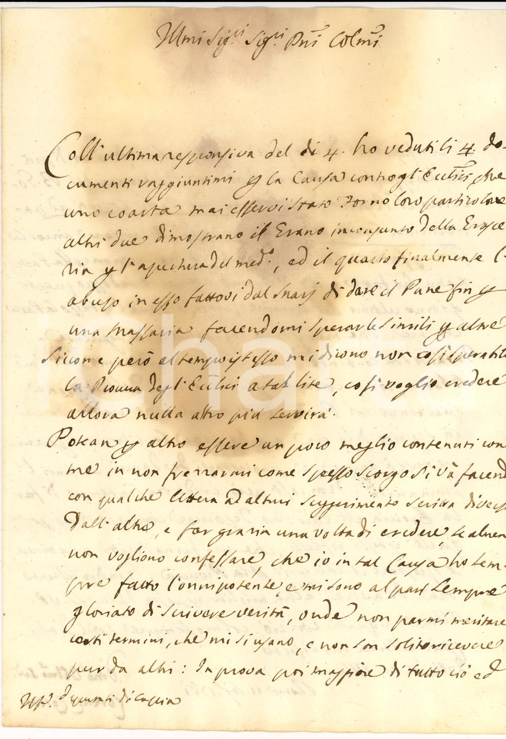 Manoscritto, lettera originale 1781 CASCIA Chierici utilizzano forno abusivo per pane 1