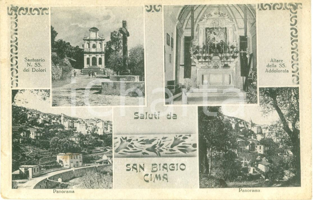 Cartolina originale da collezione 1941 SAN BIAGIO DELLA CIMA (IM) Vedutine Santuario dei Dolori *Cartolina FP VG 1