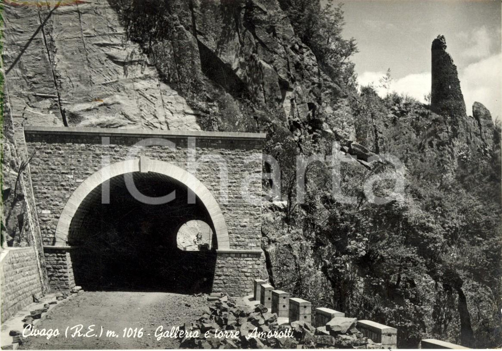 Cartolina originale da collezione 1957 VILLA MINOZZO RE Galleria e torre AMOROTTI a CIVAGO Cartolina FG VG 1