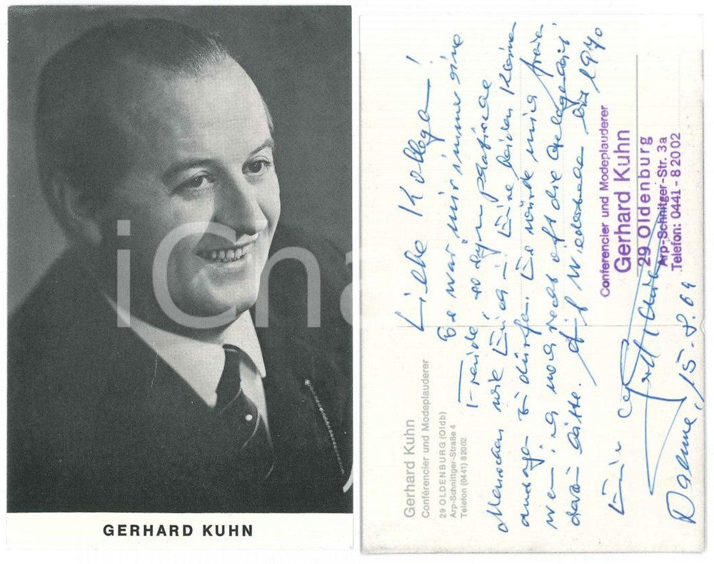 Autografo originale 1969 GERMANY  Gerhard KUHN Conférencier und Modeplauderer  SIGNED photo 10x15 1