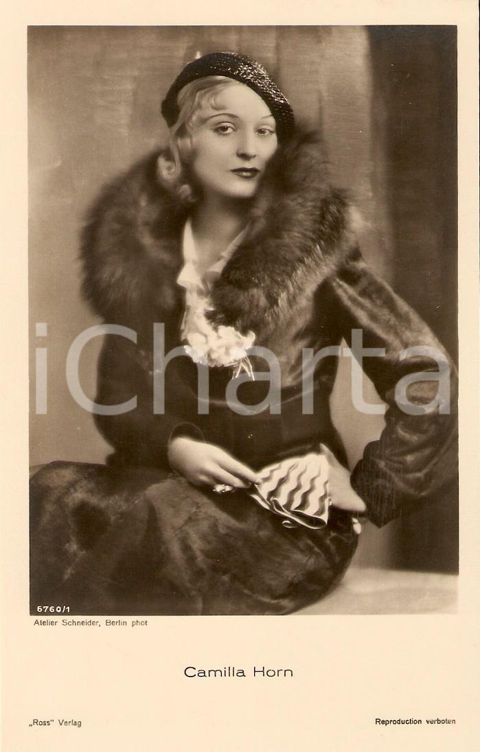 Cartolina originale da collezione 1930 ca CINEMA Actress Camilla HORN Portrait with fur coat Cartolina FP NV 1