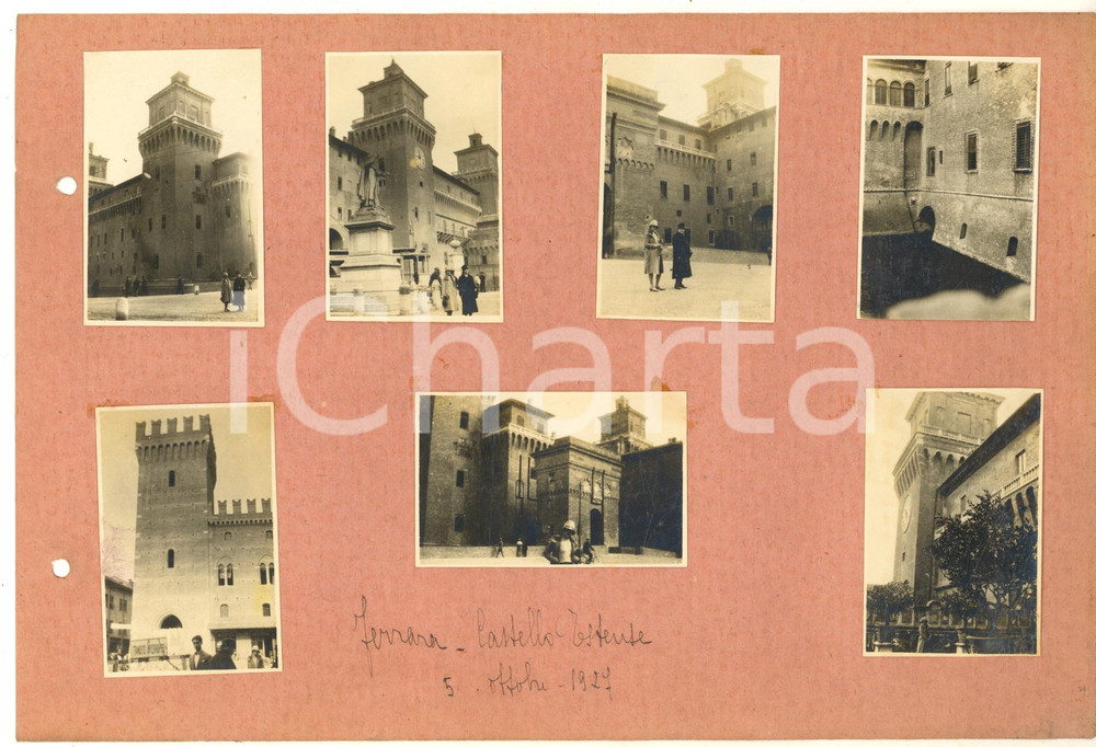 Fotografia d epoca originale 1927 FERRARA Castello Estense  Congressisti DANTE ALIGHIERI Collage 7 foto 1