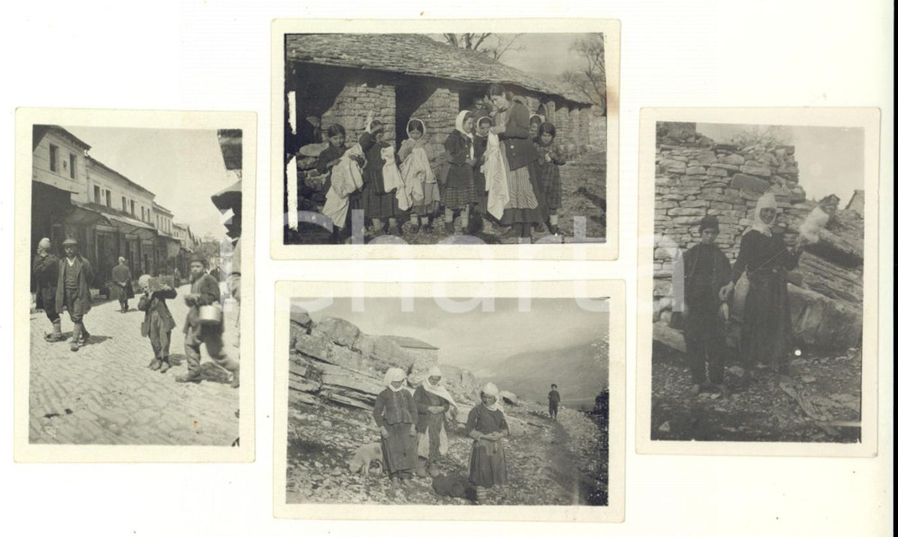 Fotografia d epoca originale 1930 ca ALBANIA Scene di vita tradizionale in un villaggio  Lotto 4 foto 7x5 cm 1