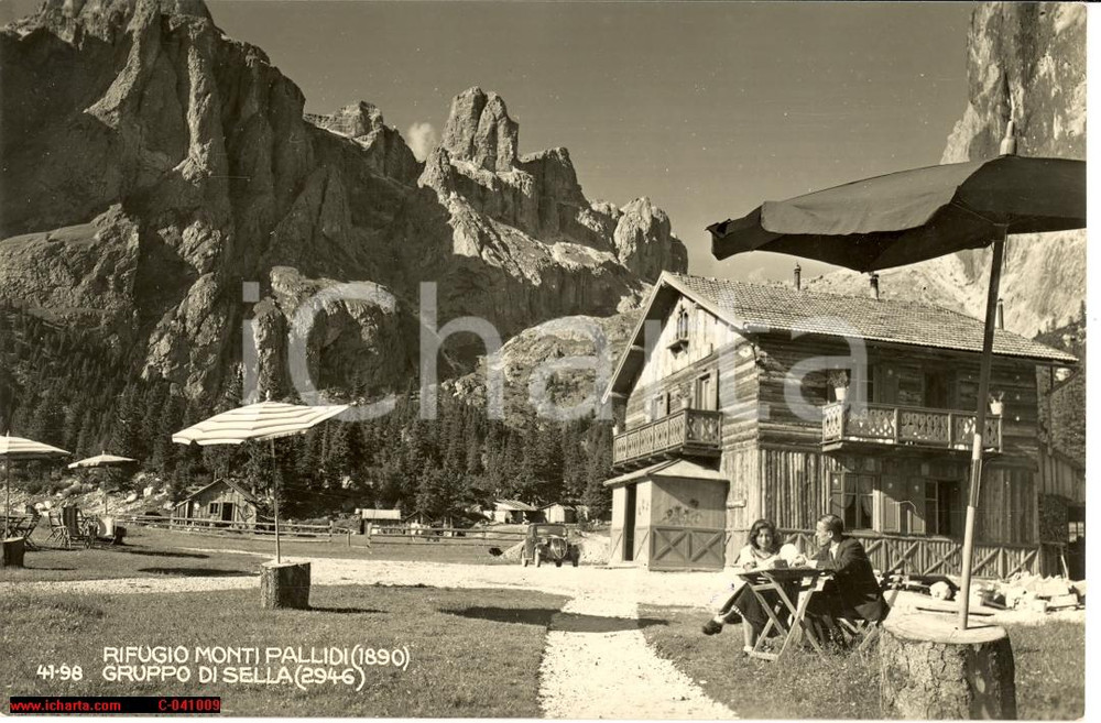 Cartolina originale da collezione 1955 CANAZEI TN Rifugio MONTI PALLIDI Gruppo del SELLA 1