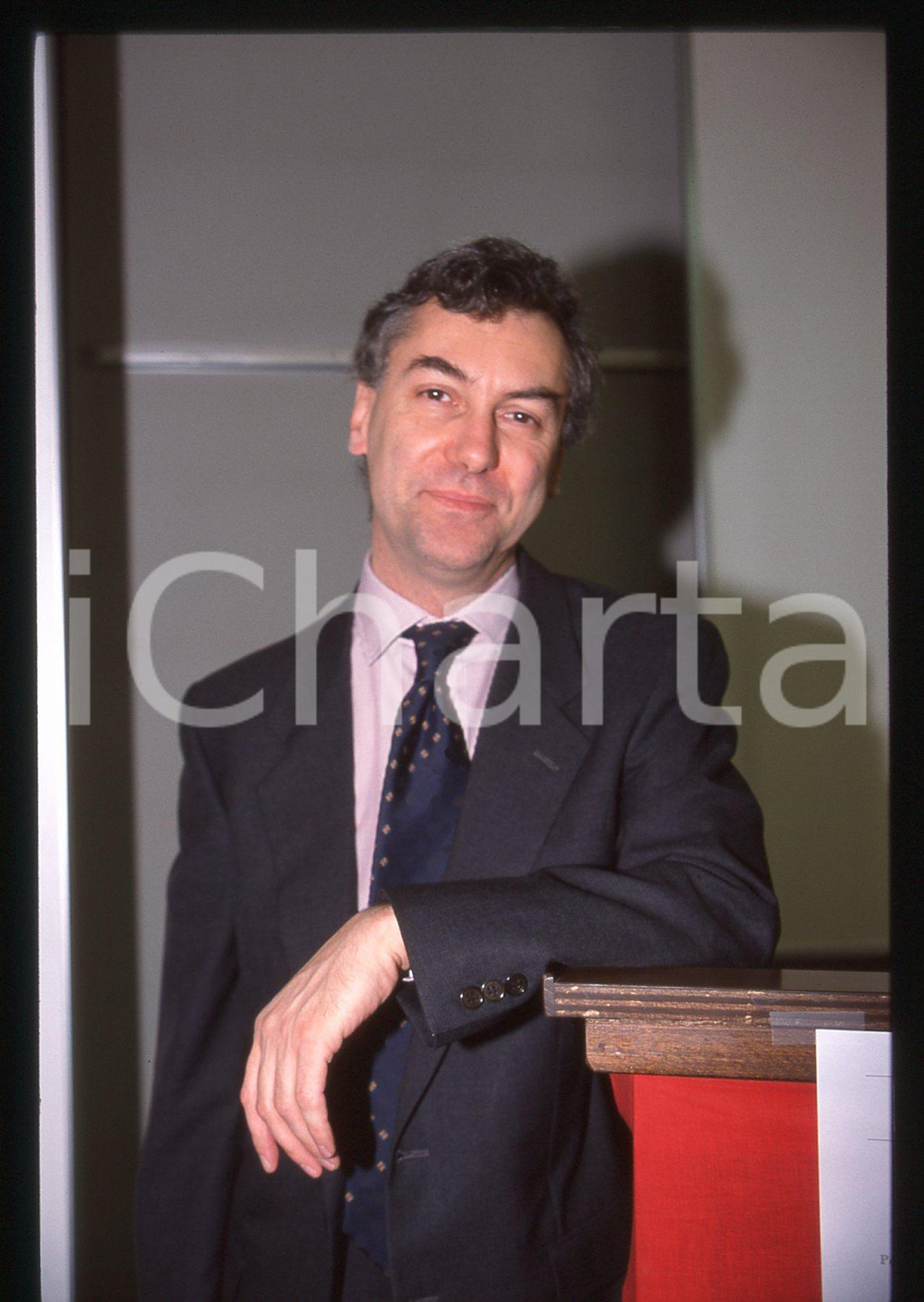Fotografia d epoca originale 35mm vintage slide 1995 ca MILANO Gianni BARBACETTO Ritratto del giornalista 5 1