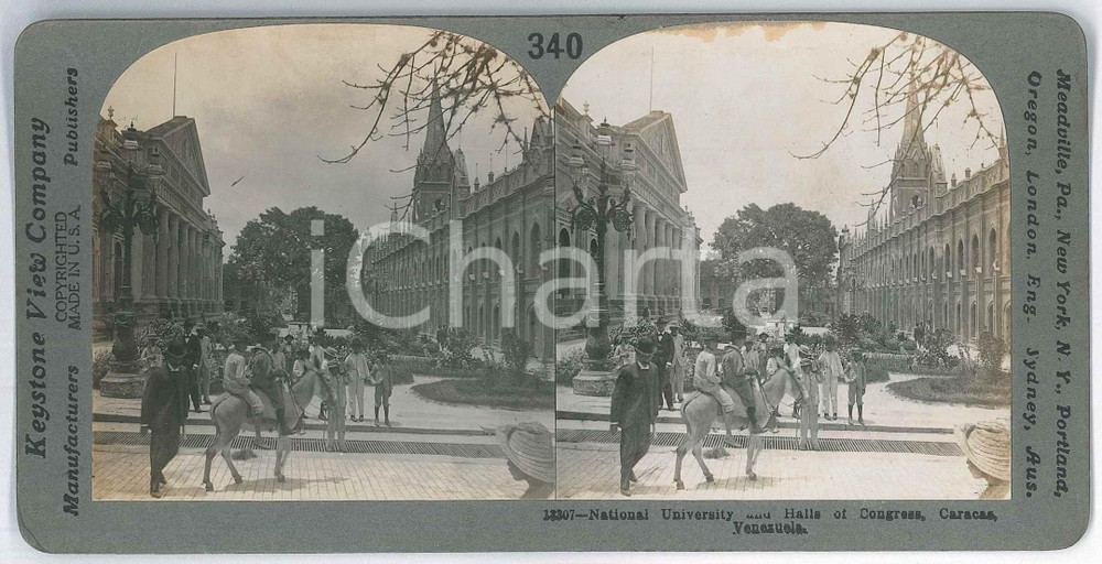 1910 ca CARACAS (VENEZUELA) National University - Congress *Stereoview 13307 Fotografia stereoscopica d'epoca, su cartoncino rigido, n&deg; 13315 T.EDITORE: Meadville, Pa.  - Keystone View Company  FAIR/discreto macchie marginali Formato: 18x9 cm originale e autentica 1