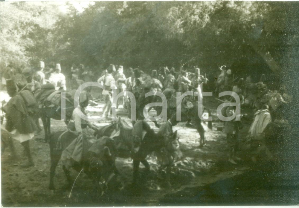 Fotografia d epoca originale 1937 AFRICA ORIENTALE ITALIANA Accampamento di ascari a cavallo Fotografia 1