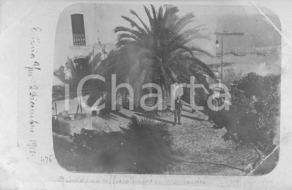 Fotografia d epoca originale 1911 ORTONA Veduta di giardino con affaccio sul mare Fotocartolina 1