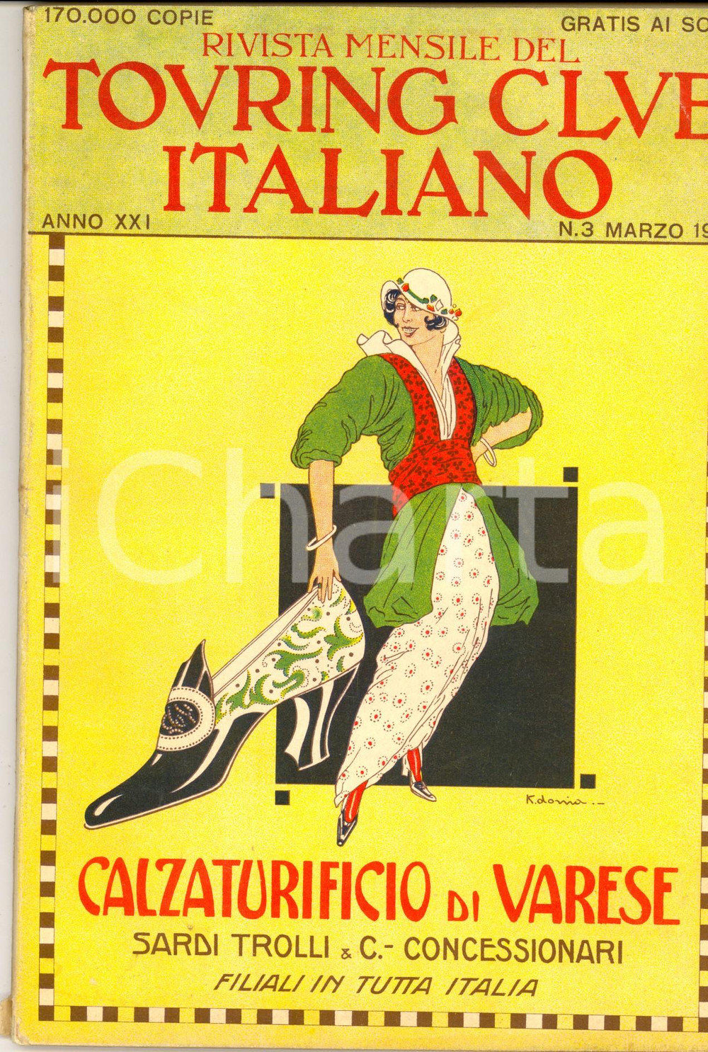 Giornale, rivista storica 1915 TOURING CLUB ITALIANO Terremoto della CIOCIARIA *Rivista anno XXI nÂ° 3 1