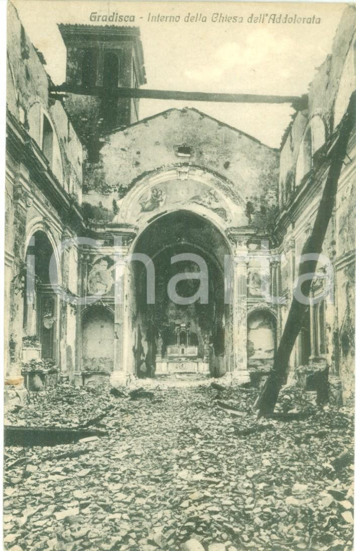 Cartolina originale da collezione 1918 ? GRADISCA D ISONZO GO Chiesa dell Addolorata distrutta Cartolina FP NV 1