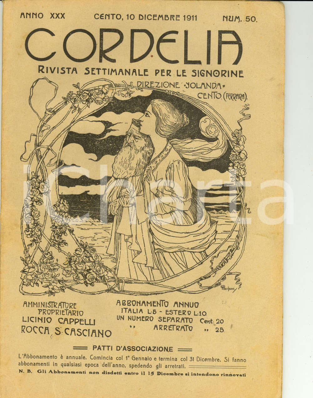 Giornale, rivista storica 1911 CORDELIA Lettere soldato volontario da CIRENAICA *Rivista Anno XXX nÂ°50 1