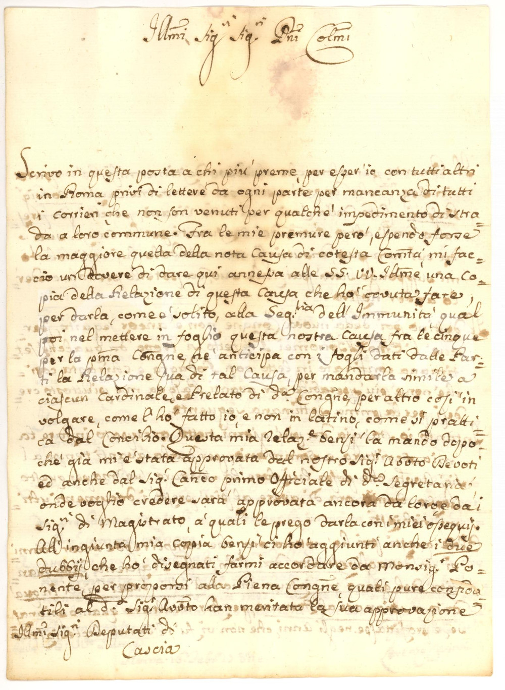 Manoscritto, lettera originale 1782 CASCIA Ecclesiastici con forno e spaccio illecito 1