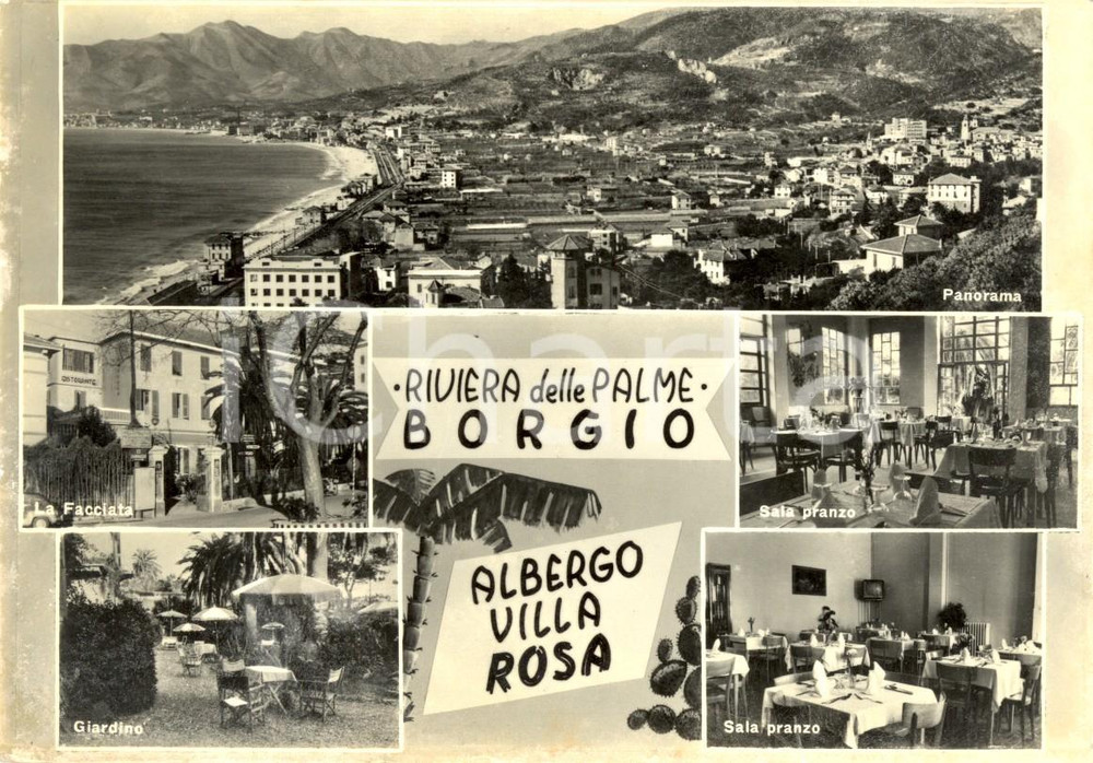 Cartolina originale da collezione 1960 BORGIO VEREZZI (SV) Vedutine paese e albergo VILLA ROSA di BERGALLO *FG VG 1