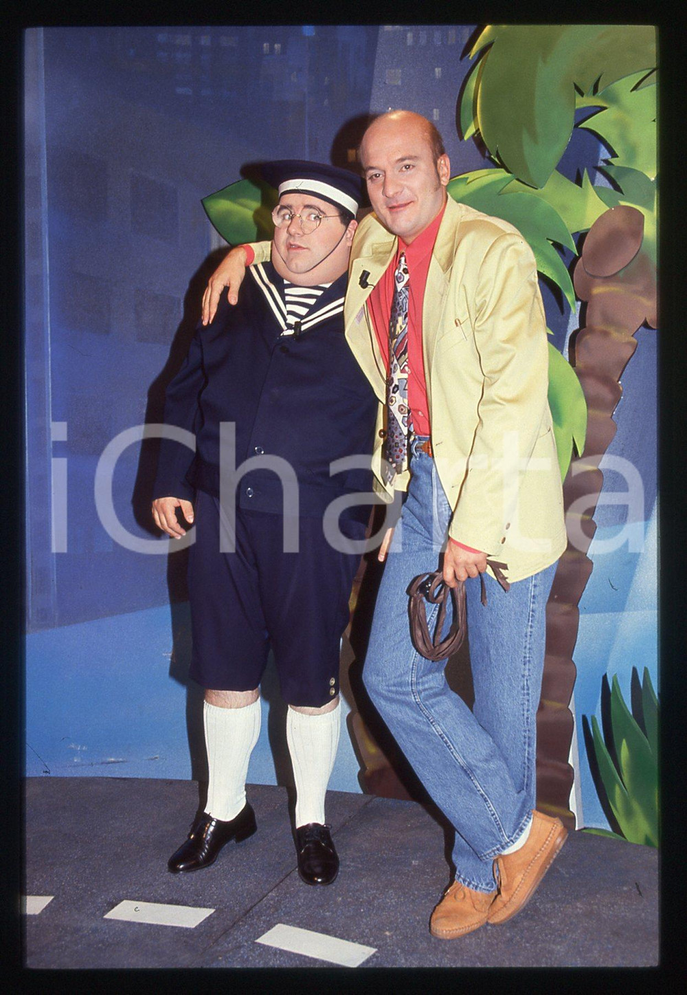 35mm vintage slide* 1992 STRISCIA LA NOTIZIA - Gianni FANTONI e Claudio BISIO 12