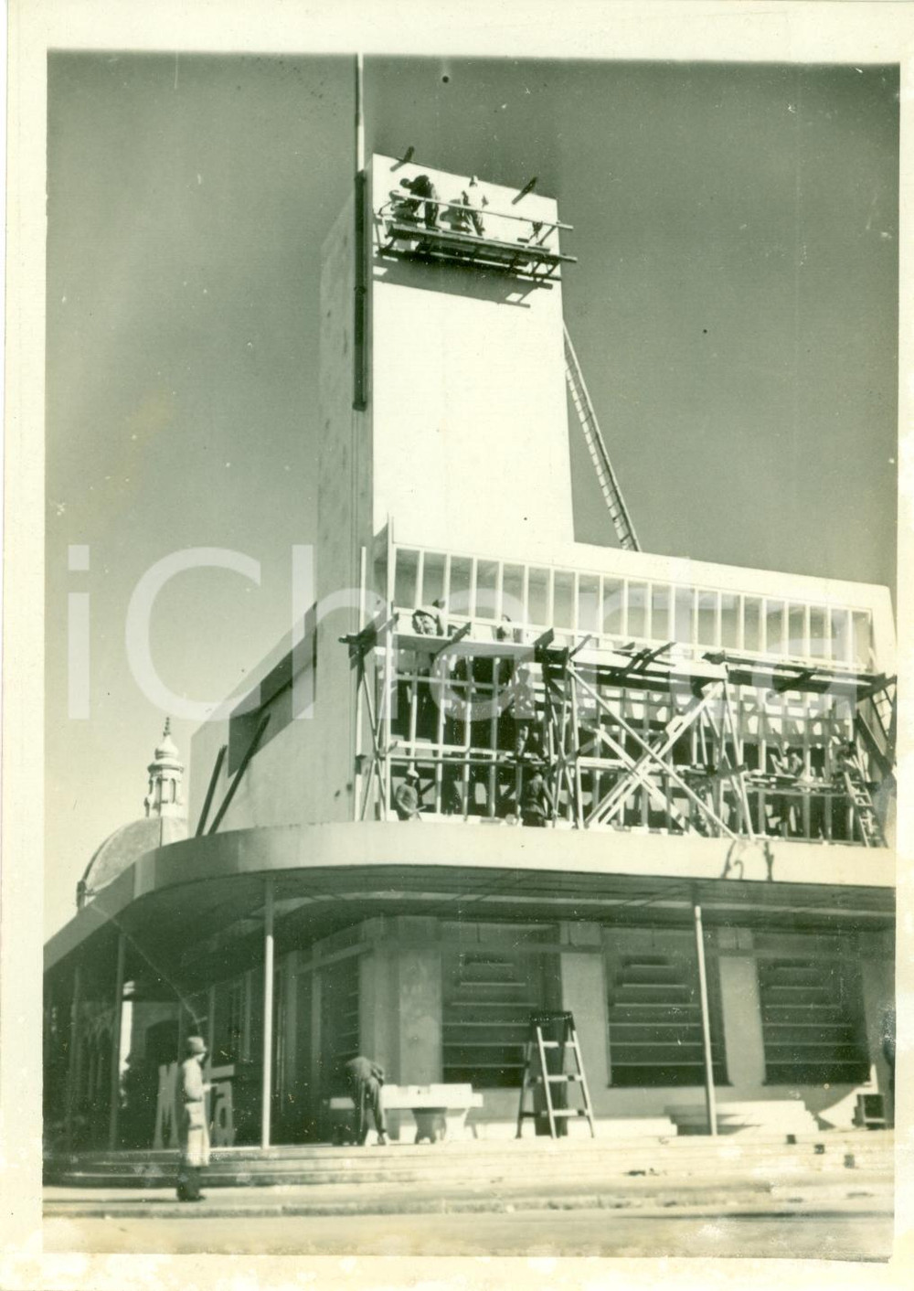 Fotografia d epoca originale 1940 MILANO Costruzione padiglioni FIERA CAMPIONARIA Fotografia ANIMATA 1