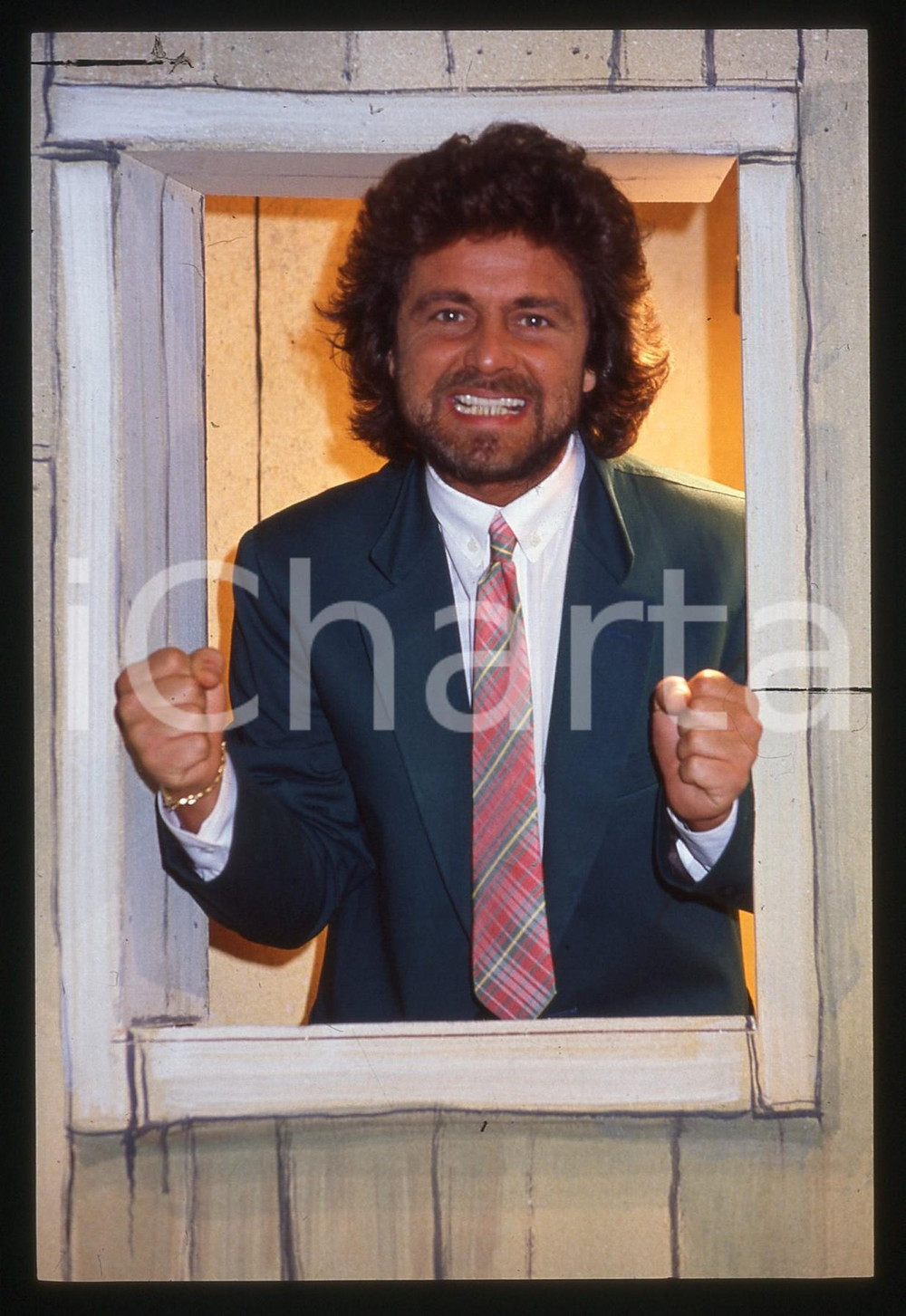 35mm vintage slide* 1984 "Te lo do io il Brasile" Beppe GRILLO ritratto (3)