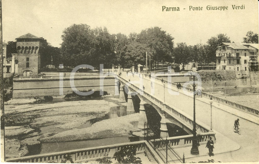 Cartolina originale da collezione 1920 ca PARMA Veduta del Ponte GIUSEPPE VERDI Cartolina ANIMATA FP NV 1