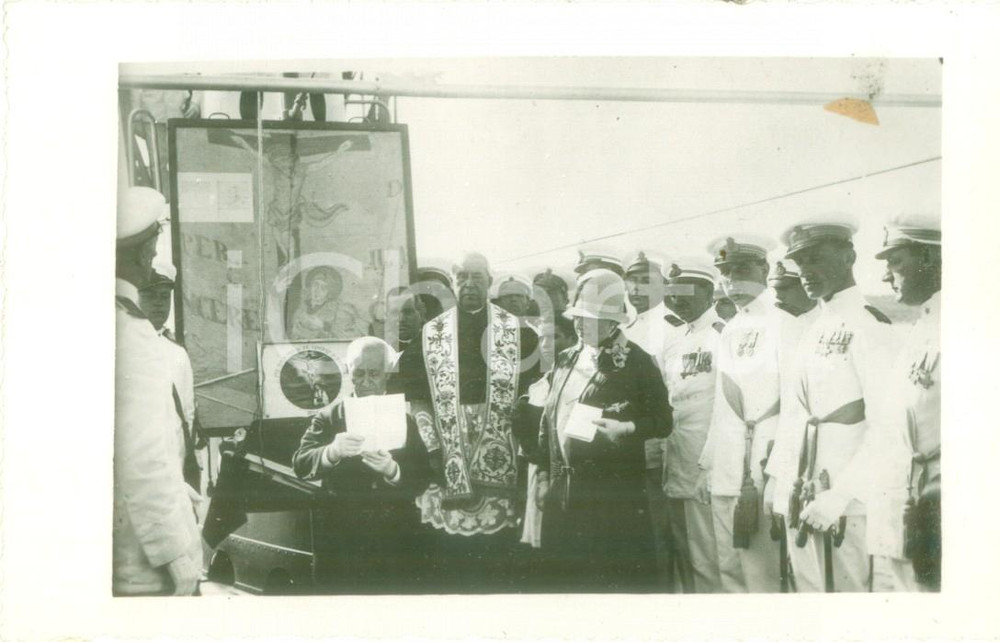 Fotografia d epoca originale 1928 LA MADDALENA Bandiera di combattimento al sommergibile Domenico MILLELIRE 1