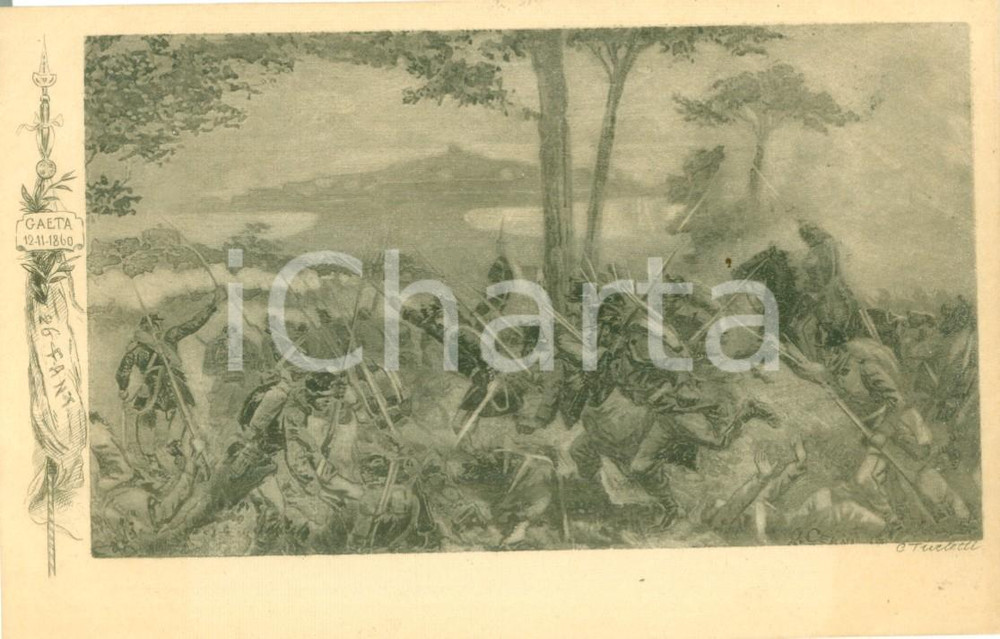 Cartolina originale da collezione 1900 ca 26Â° REGGIMENTO FANTERIA attacco a GAETA Cartolina reggimentale FP NV 1