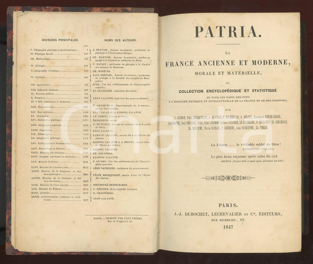Libro, pubblicazione d epoca 1847 PATRIA La France ancienne et moderne morale et materielle ILLUSTRATO 1