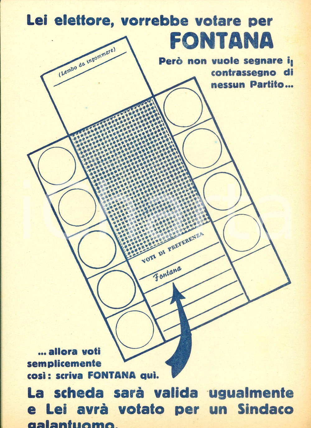 Materiale pubblicitario d’epoca 1951 FORMIGINE MO Elezioni Comunali PCI Giuseppe FONTANA sindaco Volantino 1