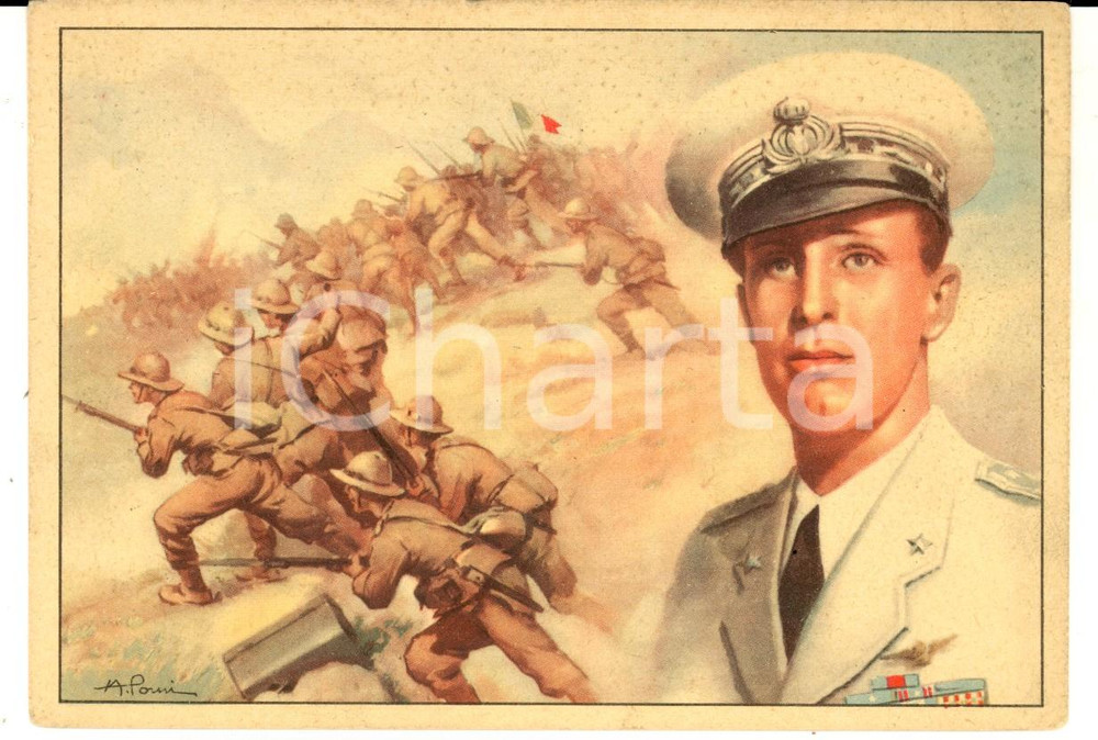 Cartolina originale da collezione 1941 DUCA D AOSTA Eroica difesa dell AMBA ALAGI Cartolina ILLUSTRATA A. POMI NV 1