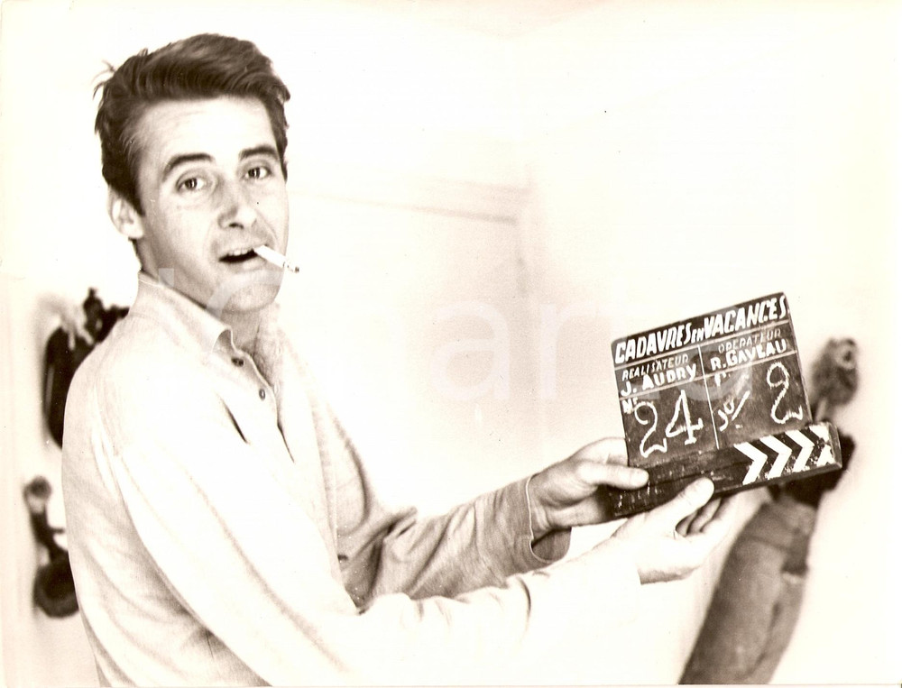 Fotografia d epoca originale 1960 ca CADAVRES EN VACANCES Michel BARDINET batte il ciak Fotografia 1