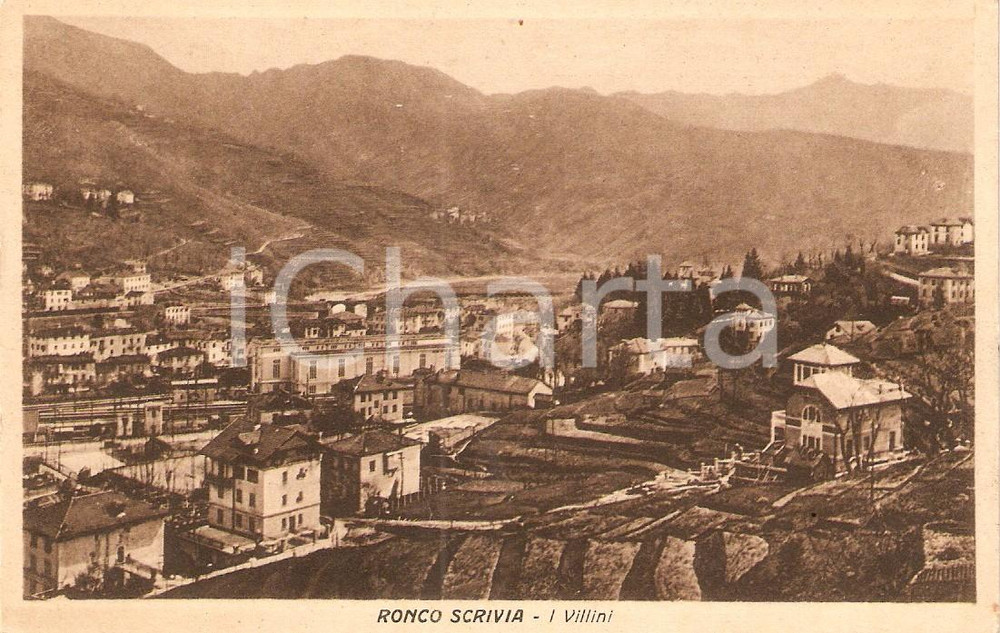 Cartolina originale da collezione 1934 RONCO SCRIVIA GE Veduta panoramica con i Villini Cartolina FP VG 1