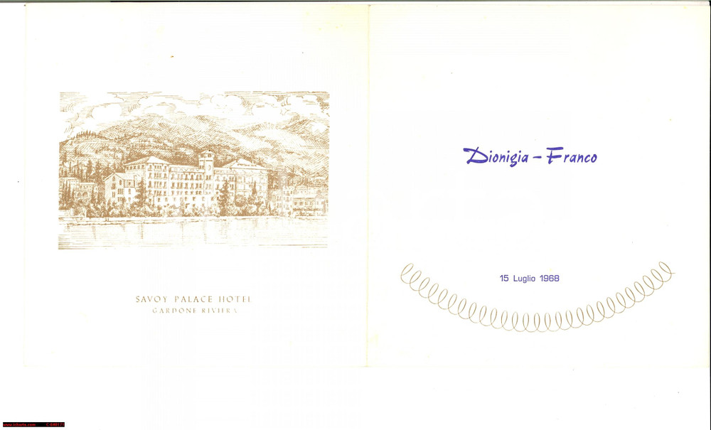 Oggetto da collezione cartaceo 1968 GARDONE RIVIERA BS Hotel SAVOY PALACE Menu 1
