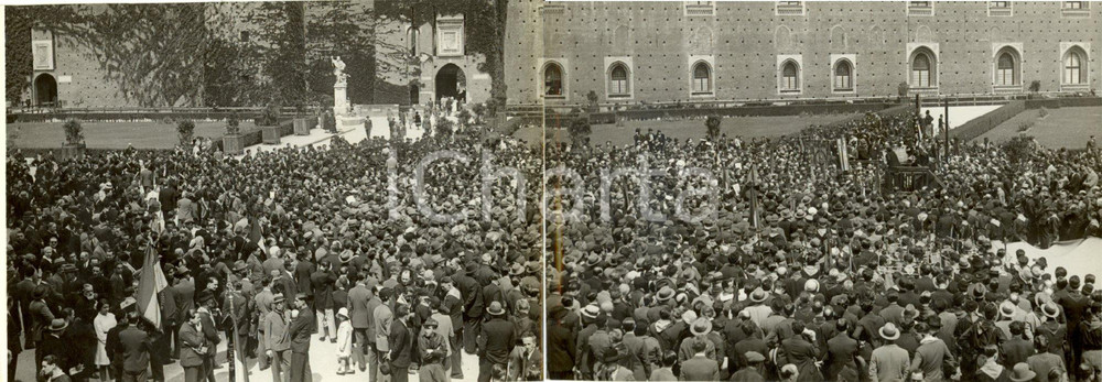 Fotografia d epoca originale 1931 MILANO Eugenio COSELSCHI commemora entrata in guerra Fotografia DOPPIA 1