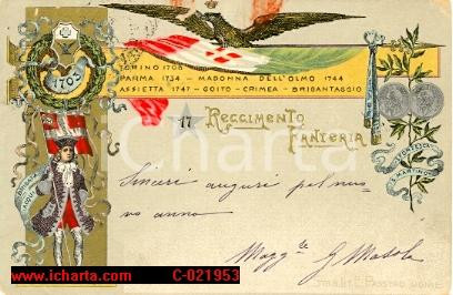 Cartolina originale da collezione 1910 Brigata Acqui  17° Regg. Fanteria Sforzesca 1