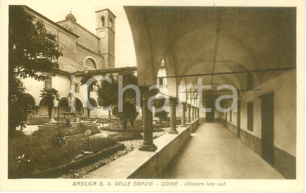 Cartolina originale da collezione 1930 ca UDINE Basilica Beata Vergine delle Grazie - Chiostro sud Cartolina FP NV 1