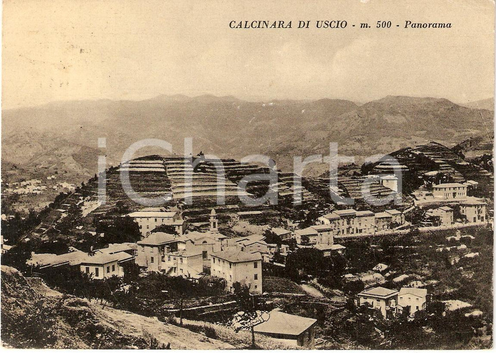 Cartolina originale da collezione 1955 USCIO GE Frazione CALCINARA Veduta panoramica Cartolina FG VG 1