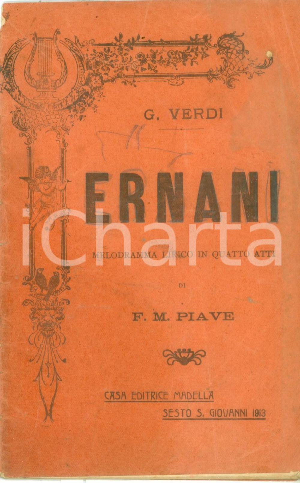 Oggetto da collezione cartaceo 1913 Francesco Maria PIAVE Giuseppe VERDI Ernani Edizioni MADELLA 1