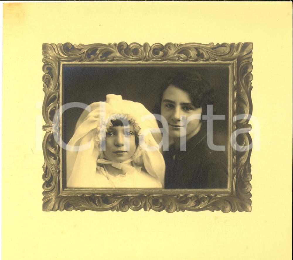 Fotografia d epoca originale 1940 ca TORINO Madre con bambina alla Prima Comunione Foto ROGLIATTI 24x21 1