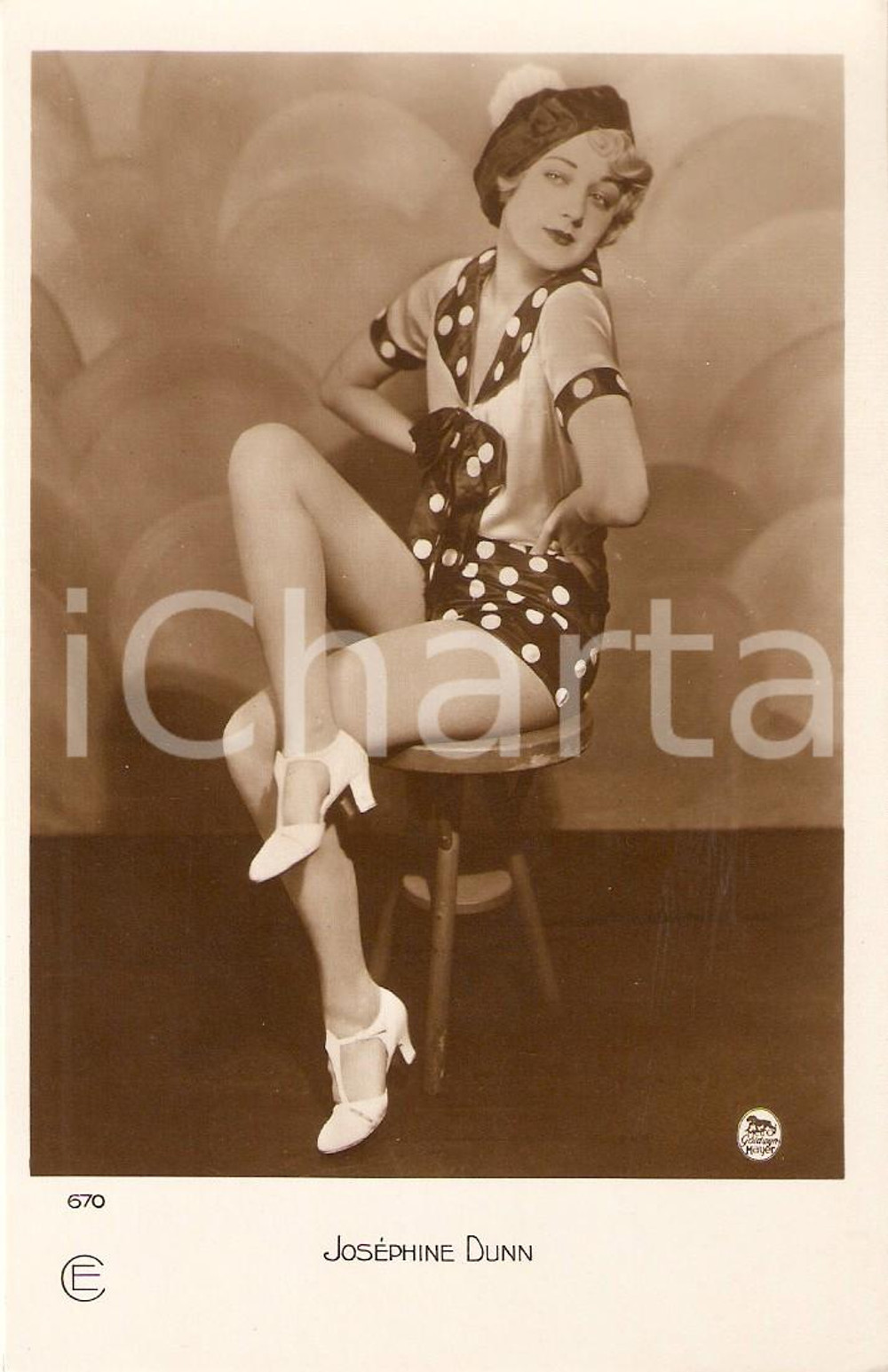 Cartolina originale da collezione 1930 ca CINEMA Actress Josephine DUNN wears polka dot blouse *Cartolina FP NV 1