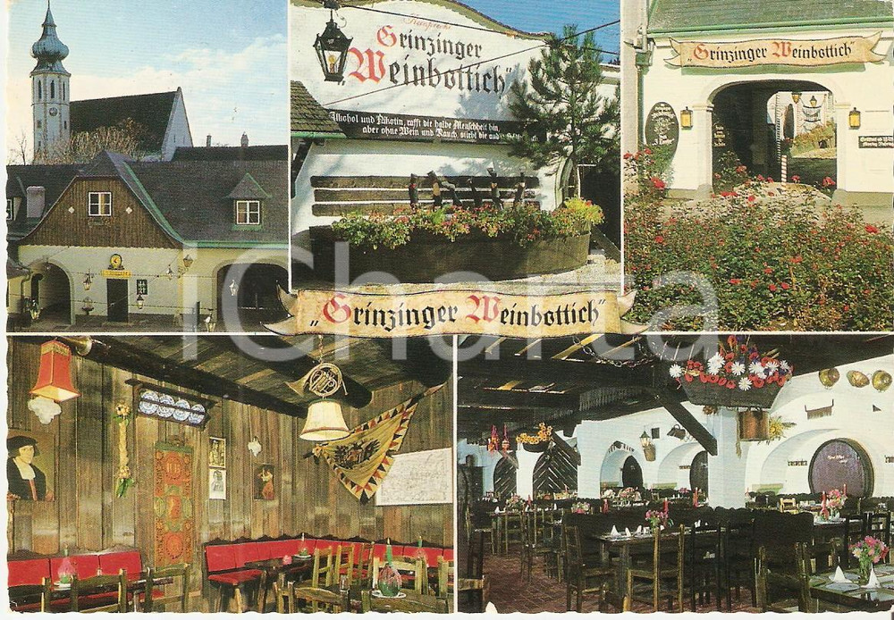 Cartolina originale da collezione 1971 WIEN AUSTRIA Ristorante GRINZINGER WEINBOTTICH Vedutine Cartolina FG VG 1