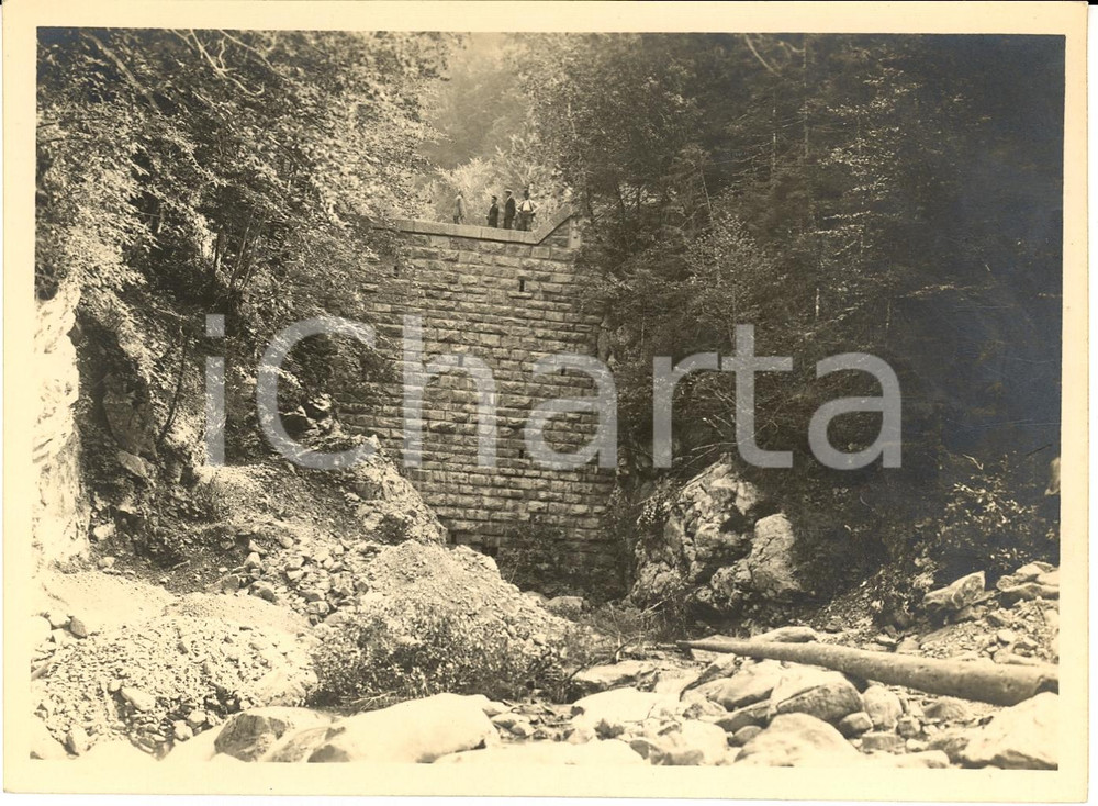 Fotografia d epoca originale 1931 OVARO UD Sistemazione torrente MIOZZA animata 1