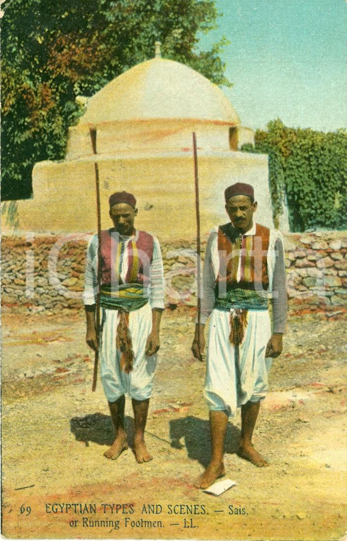 Cartolina originale da collezione 1910 ca SAIS (EGITTO) Corrieri egiziani in costume tipico *Cartolina FP VG 1